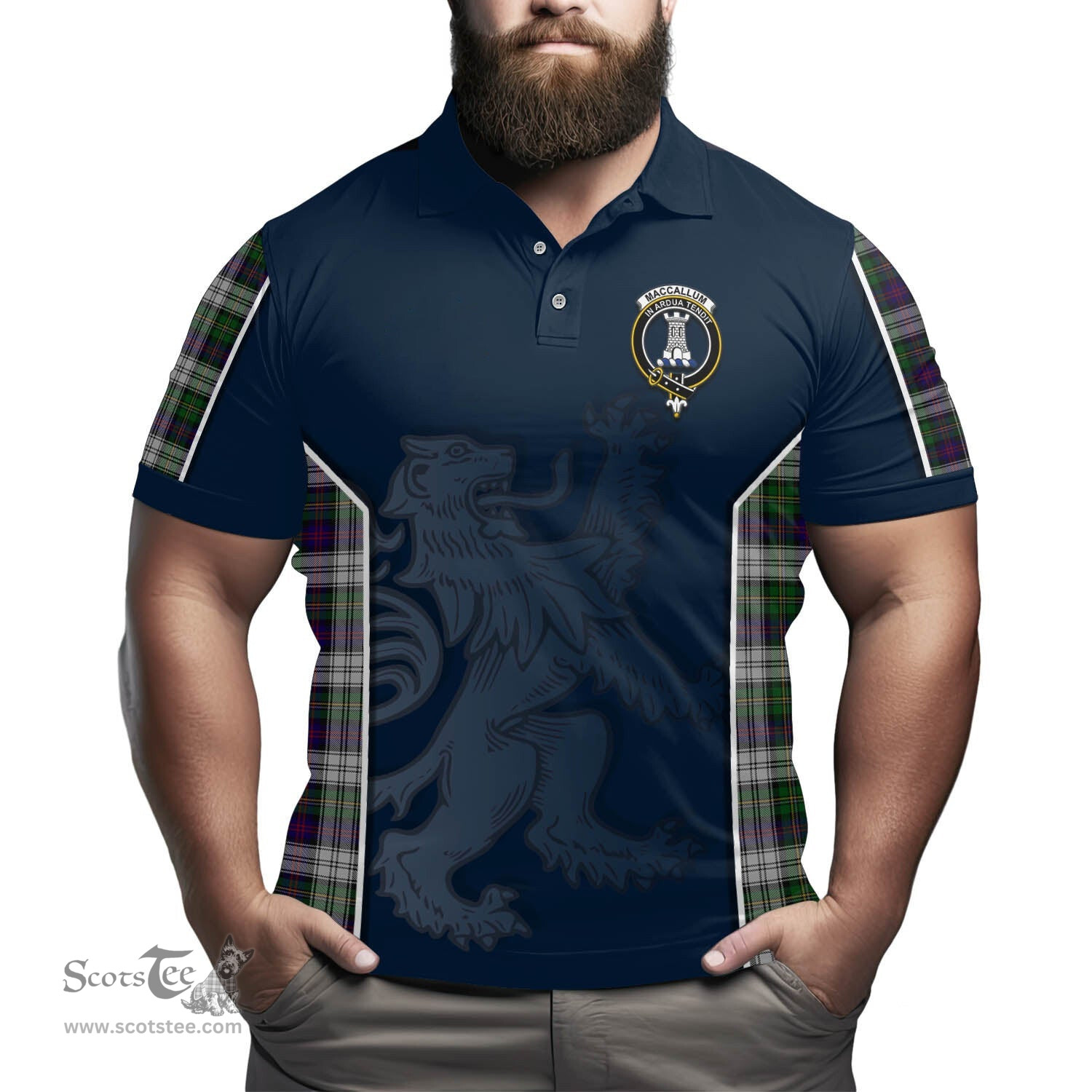 ScotsTee Shop Scottish MacCallum Dress Clan Crest Scottish Lion Rampant Sport Style Tartan Polo Shirt