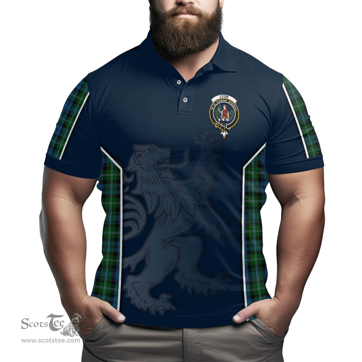 ScotsTee Shop Scottish Lyon Clan Crest Scottish Lion Rampant Sport Style Tartan Polo Shirt
