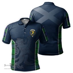 ScotsTee Shop Scottish Haldane Clan Crest Scottish Lion Rampant Sport Style Tartan Polo Shirt