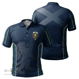 ScotsTee Shop Scottish Kerr Hunting Clan Crest Scottish Lion Rampant Sport Style Tartan Polo Shirt