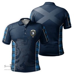 ScotsTee Shop Scottish Ramsay Blue Ancient Clan Crest Scottish Lion Rampant Sport Style Tartan Polo Shirt