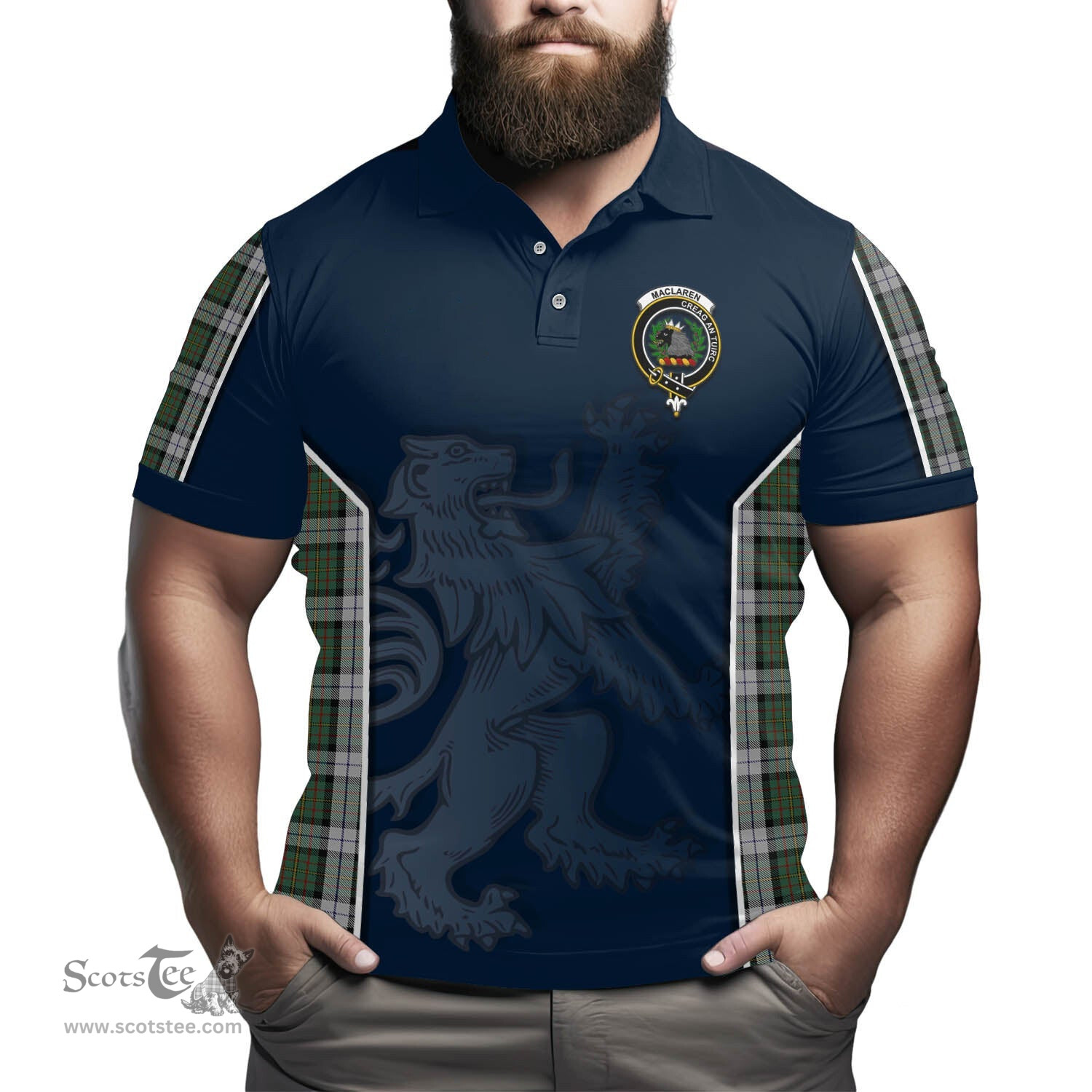 ScotsTee Shop Scottish MacLaren Dress Clan Crest Scottish Lion Rampant Sport Style Tartan Polo Shirt