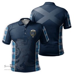 ScotsTee Shop Scottish Roberton Clan Crest Scottish Lion Rampant Sport Style Tartan Polo Shirt