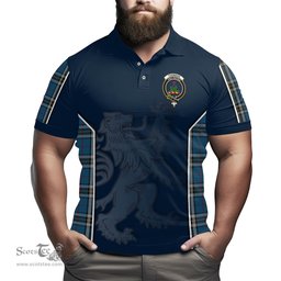ScotsTee Shop Scottish Thomson Dress Blue Clan Crest Scottish Lion Rampant Sport Style Tartan Polo Shirt