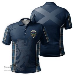 ScotsTee Shop Scottish Thomson Dress Blue Clan Crest Scottish Lion Rampant Sport Style Tartan Polo Shirt