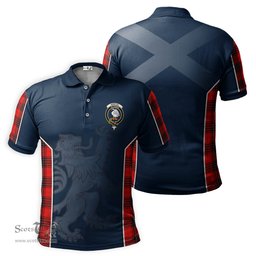 ScotsTee Shop Scottish Wemyss Modern Clan Crest Scottish Lion Rampant Sport Style Tartan Polo Shirt