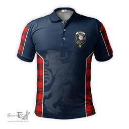 ScotsTee Shop Scottish Wemyss Modern Clan Crest Scottish Lion Rampant Sport Style Tartan Polo Shirt