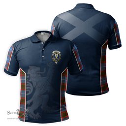 ScotsTee Shop Scottish Preston Clan Crest Scottish Lion Rampant Sport Style Tartan Polo Shirt
