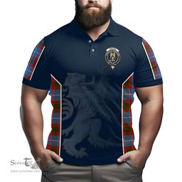 ScotsTee Shop Scottish Preston Clan Crest Scottish Lion Rampant Sport Style Tartan Polo Shirt