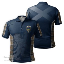 ScotsTee Shop Scottish Thomson Camel Clan Crest Scottish Lion Rampant Sport Style Tartan Polo Shirt