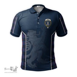 ScotsTee Shop Scottish McCoy Blue Clan Crest Scottish Lion Rampant Sport Style Tartan Polo Shirt