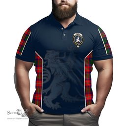 ScotsTee Shop Scottish Riddell Clan Crest Scottish Lion Rampant Sport Style Tartan Polo Shirt