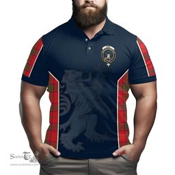 ScotsTee Shop Scottish Ross Modern Clan Crest Scottish Lion Rampant Sport Style Tartan Polo Shirt