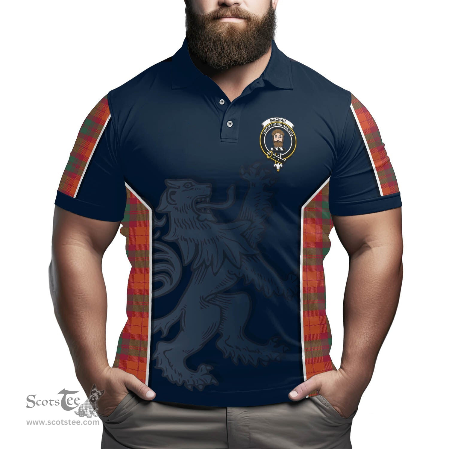 ScotsTee Shop Scottish MacNab Ancient Clan Crest Scottish Lion Rampant Sport Style Tartan Polo Shirt