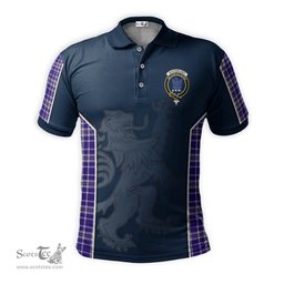 ScotsTee Shop Scottish Ochterlony Clan Crest Scottish Lion Rampant Sport Style Tartan Polo Shirt