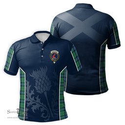 ScotsTee Shop Scottish Armstrong Ancient Clan Crest Scottish Thistle Sport Style Tartan Polo Shirt