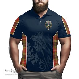 ScotsTee Shop Scottish Buchanan Old Set Weathered Clan Crest Scottish Thistle Sport Style Tartan Polo Shirt