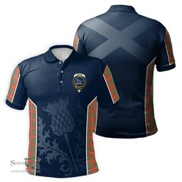 ScotsTee Shop Scottish Bruce Ancient Clan Crest Scottish Thistle Sport Style Tartan Polo Shirt