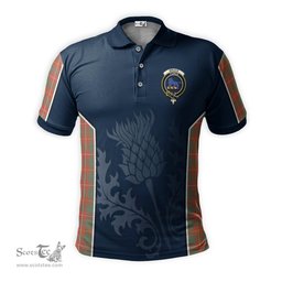 ScotsTee Shop Scottish Bruce Ancient Clan Crest Scottish Thistle Sport Style Tartan Polo Shirt