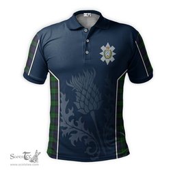 ScotsTee Shop Scottish Black Watch Clan Crest Scottish Thistle Sport Style Tartan Polo Shirt