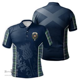 ScotsTee Shop Scottish Baillie Ancient Clan Crest Scottish Thistle Sport Style Tartan Polo Shirt