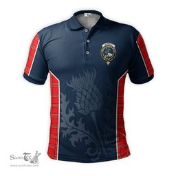 ScotsTee Shop Scottish Burnett Modern Clan Crest Scottish Thistle Sport Style Tartan Polo Shirt