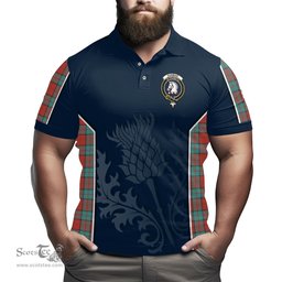 ScotsTee Shop Scottish Dunbar Ancient Clan Crest Scottish Thistle Sport Style Tartan Polo Shirt