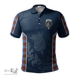ScotsTee Shop Scottish Dalmahoy Clan Crest Scottish Thistle Sport Style Tartan Polo Shirt