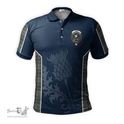ScotsTee Shop Scottish Craig Ancient Clan Crest Scottish Thistle Sport Style Tartan Polo Shirt
