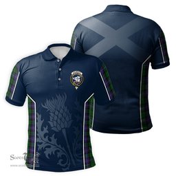 ScotsTee Shop Scottish Galbraith Clan Crest Scottish Thistle Sport Style Tartan Polo Shirt