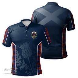 ScotsTee Shop Scottish Clark Red Clan Crest Scottish Thistle Sport Style Tartan Polo Shirt