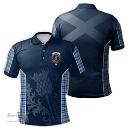 ScotsTee Shop Scottish Elliot Ancient Clan Crest Scottish Thistle Sport Style Tartan Polo Shirt