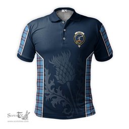 ScotsTee Shop Scottish Elliot Ancient Clan Crest Scottish Thistle Sport Style Tartan Polo Shirt