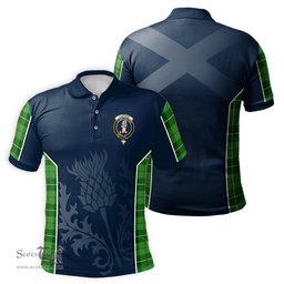 ScotsTee Shop Scottish Clephan Clan Crest Scottish Thistle Sport Style Tartan Polo Shirt