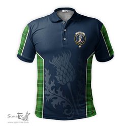 ScotsTee Shop Scottish Clephan Clan Crest Scottish Thistle Sport Style Tartan Polo Shirt