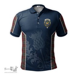 ScotsTee Shop Scottish Douglas Ancient Red Clan Crest Scottish Thistle Sport Style Tartan Polo Shirt
