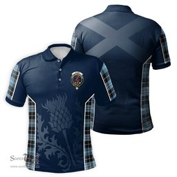 ScotsTee Shop Scottish Clark Ancient Clan Crest Scottish Thistle Sport Style Tartan Polo Shirt