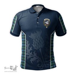 ScotsTee Shop Scottish Galbraith Ancient Clan Crest Scottish Thistle Sport Style Tartan Polo Shirt