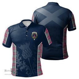 ScotsTee Shop Scottish Crawford Ancient Clan Crest Scottish Thistle Sport Style Tartan Polo Shirt