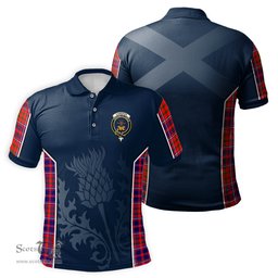 ScotsTee Shop Scottish Cameron of Lochiel Modern Clan Crest Scottish Thistle Sport Style Tartan Polo Shirt