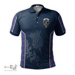 ScotsTee Shop Scottish Elliot Modern Clan Crest Scottish Thistle Sport Style Tartan Polo Shirt