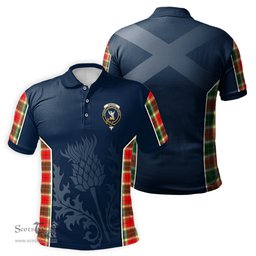 ScotsTee Shop Scottish Gibson Clan Crest Scottish Thistle Sport Style Tartan Polo Shirt