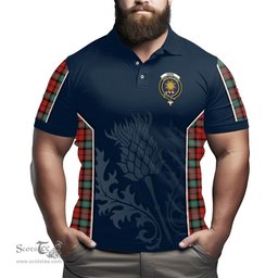 ScotsTee Shop Scottish Kerr Ancient Clan Crest Scottish Thistle Sport Style Tartan Polo Shirt