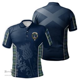 ScotsTee Shop Scottish MacKinlay Ancient Clan Crest Scottish Thistle Sport Style Tartan Polo Shirt