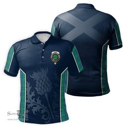 ScotsTee Shop Scottish Irvine Ancient Clan Crest Scottish Thistle Sport Style Tartan Polo Shirt