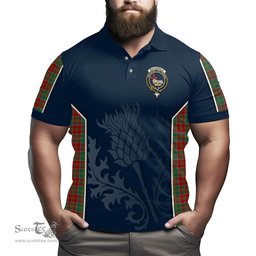 ScotsTee Shop Scottish MacDonald of Kingsburgh Clan Crest Scottish Thistle Sport Style Tartan Polo Shirt