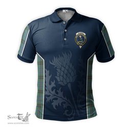 ScotsTee Shop Scottish MacInnes Ancient Clan Crest Scottish Thistle Sport Style Tartan Polo Shirt