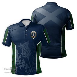ScotsTee Shop Scottish MacKendrick Clan Crest Scottish Thistle Sport Style Tartan Polo Shirt