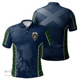 ScotsTee Shop Scottish Lundin Clan Crest Scottish Thistle Sport Style Tartan Polo Shirt