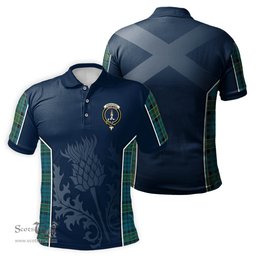 ScotsTee Shop Scottish Kirkpatrick Clan Crest Scottish Thistle Sport Style Tartan Polo Shirt